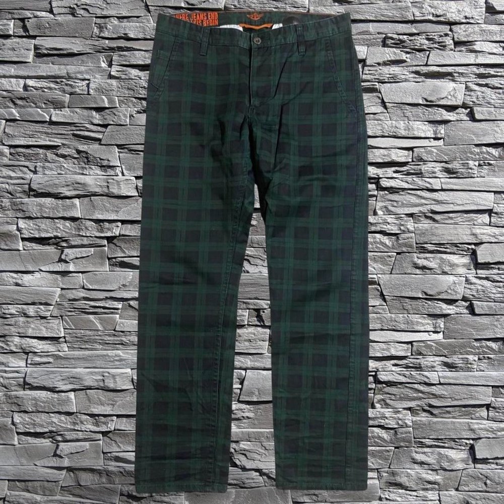 Dockers Alpha Slim Plaid Pants w Security Tag Green/Black Size 32